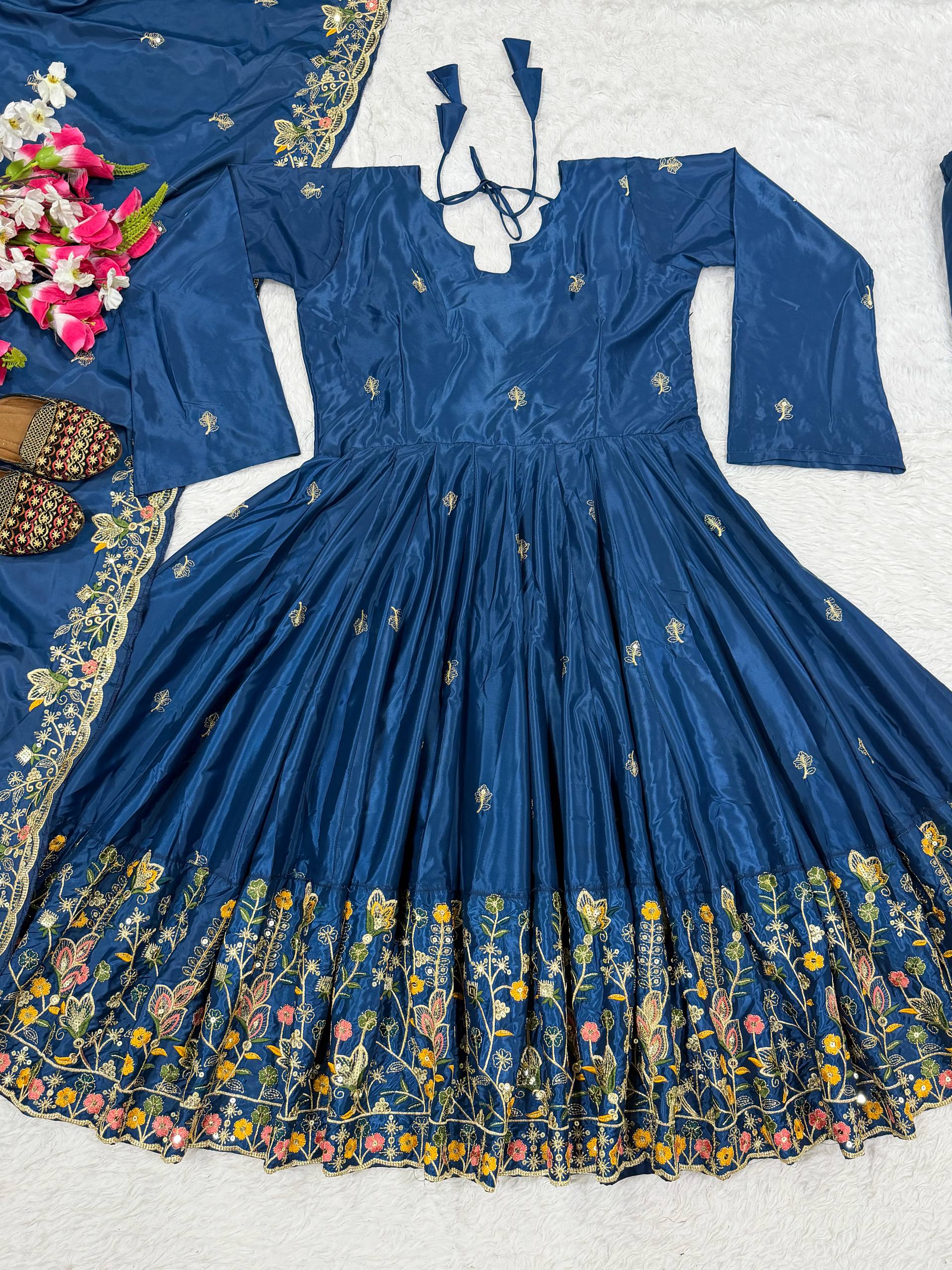 The Radiant Mustard Botanical-Hem Anarkali